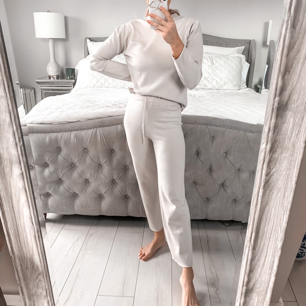 Two Piece Beige Loungewear Ultra Soft Knitted Set - Picture 3 of 11